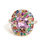 Kunzite Rainbow Gemstone Diamond Ring
