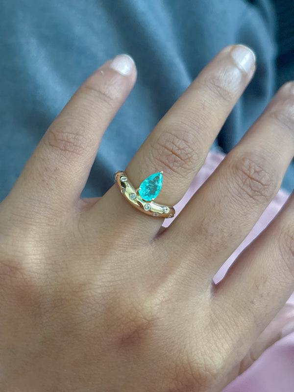 Paraiba Tourmaline Diamond Pinky Ring