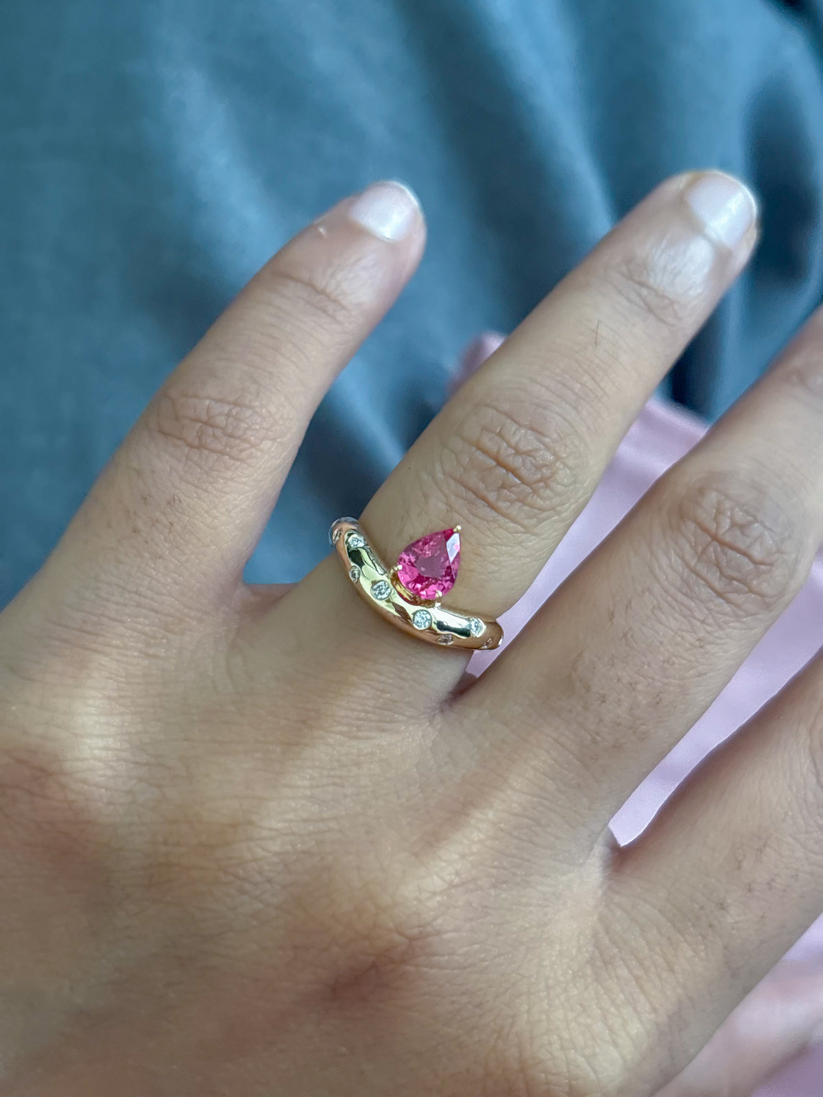 Spinel Diamond Pinky Ring