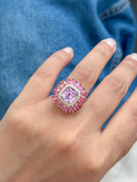 Kunzite Rubellite Diamond Ring