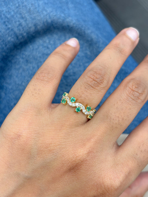 Emerald Diamond Pinky Ring
