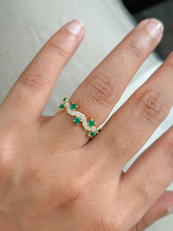 Emerald Diamond Pinky Ring