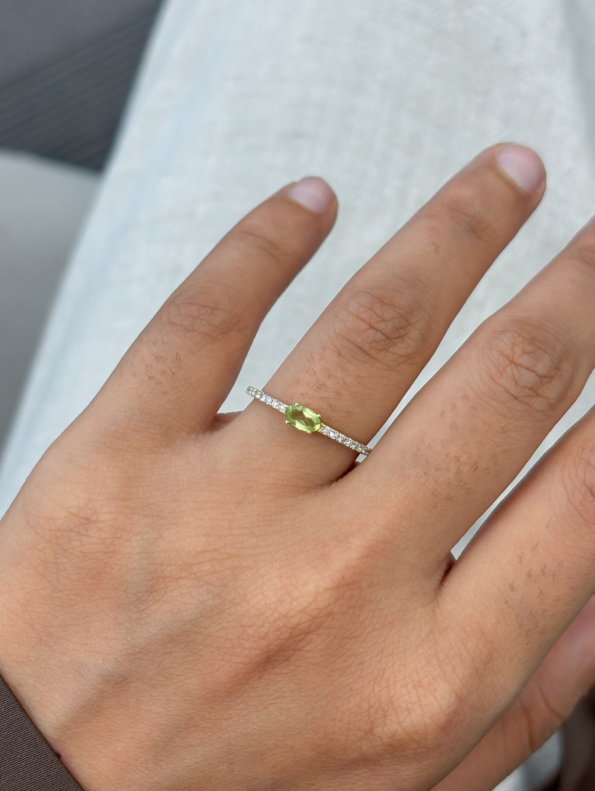 Peridot Diamond Ring