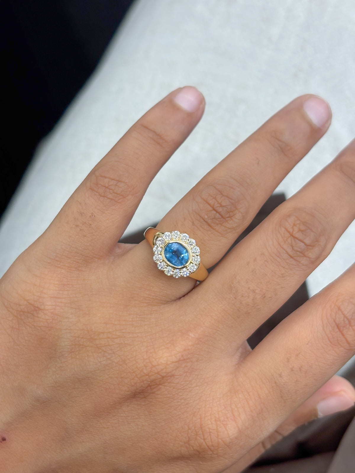 Aquamarine Diamond Pinky Ring
