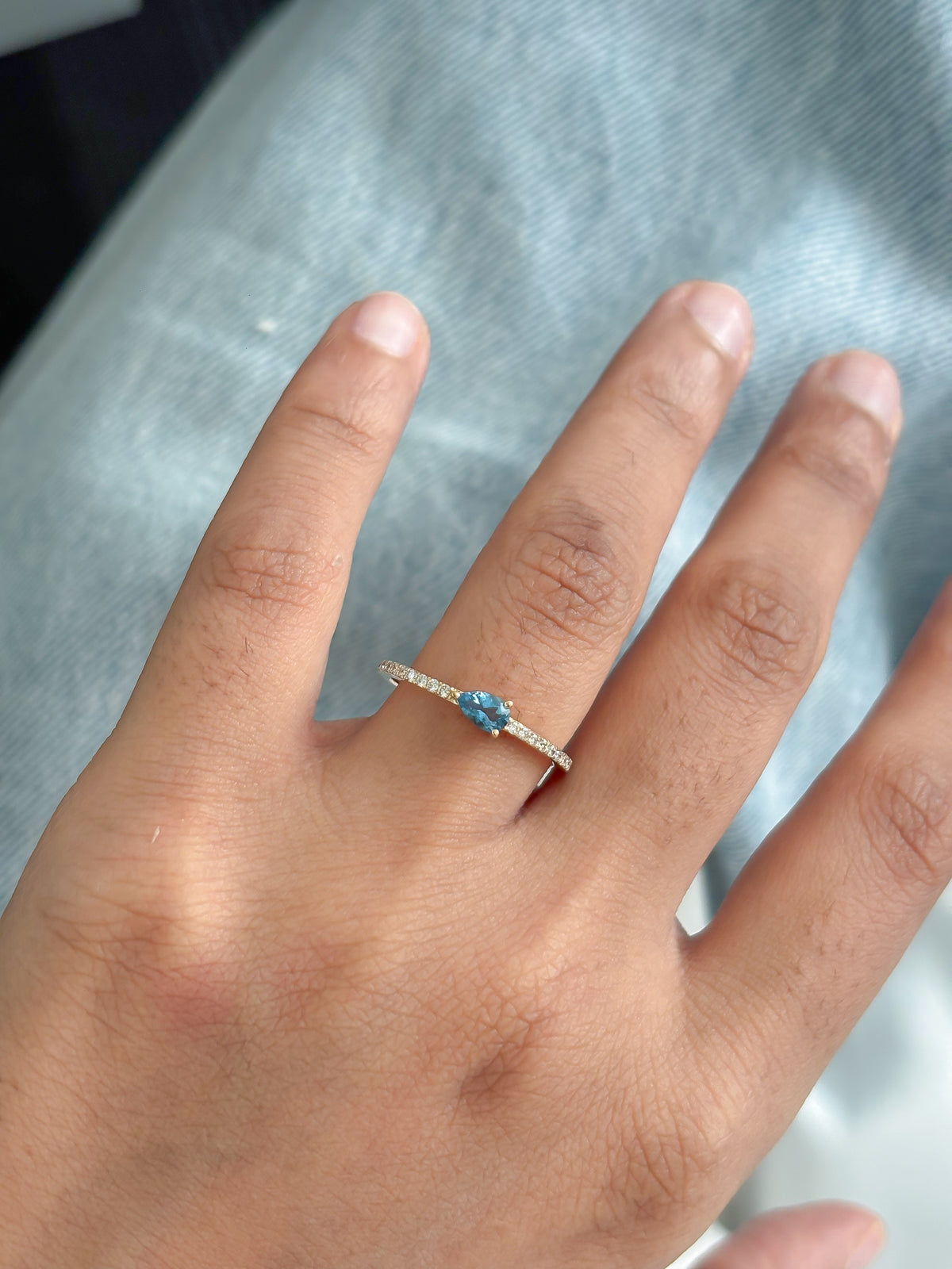 Aquamarine Diamond Ring