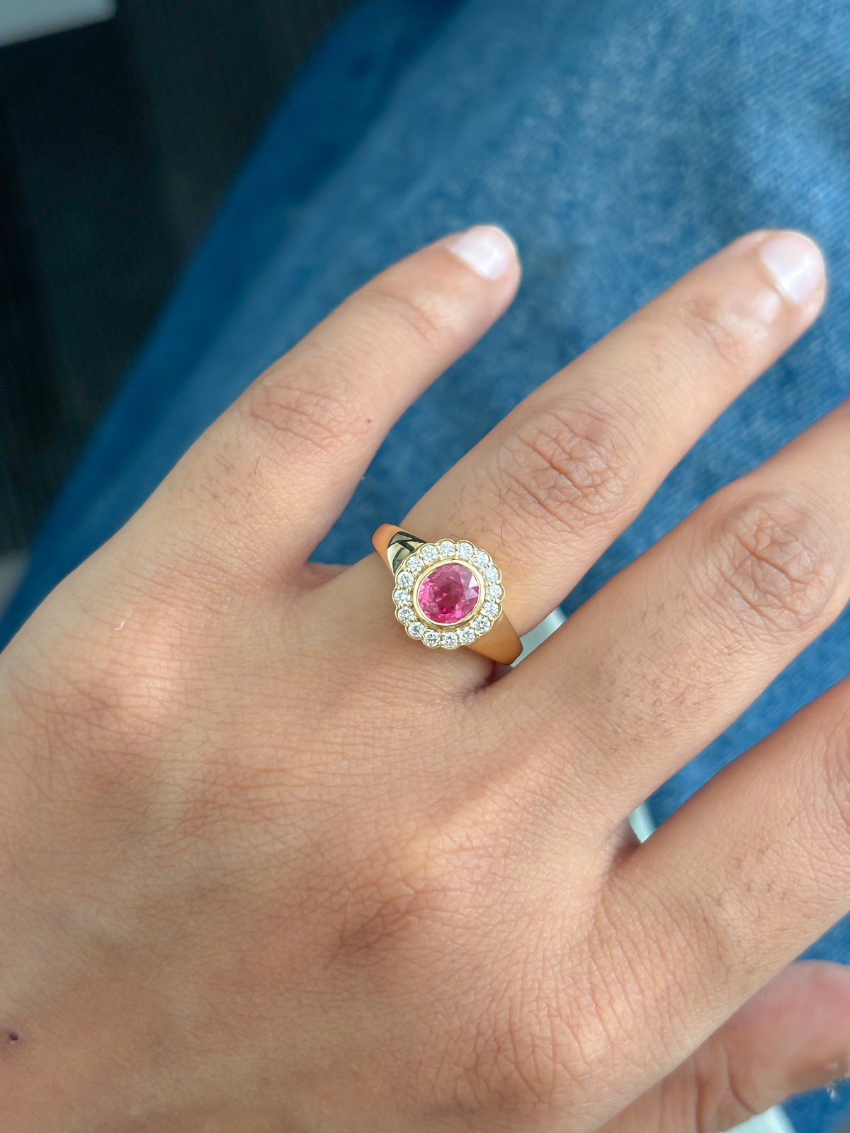 Spinel Diamond Pinky Ring