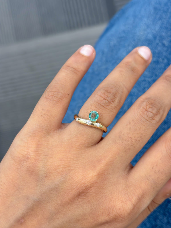 Emerald Diamond Pinky Ring