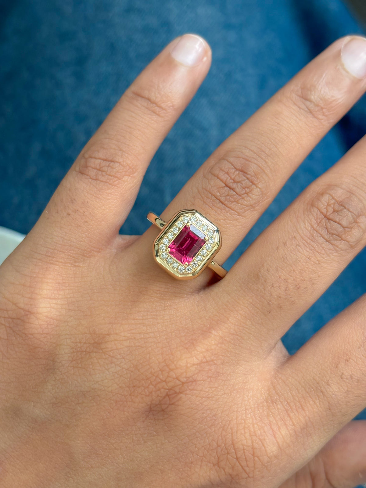 Rubellite Diamond Ring
