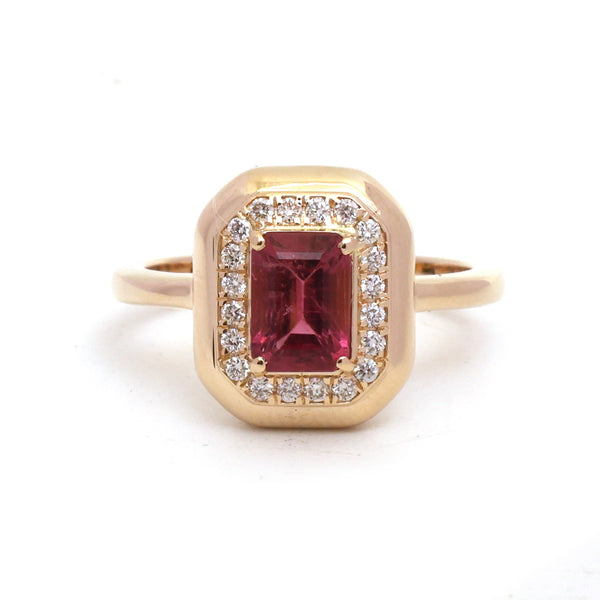 Rubellite Diamond Ring