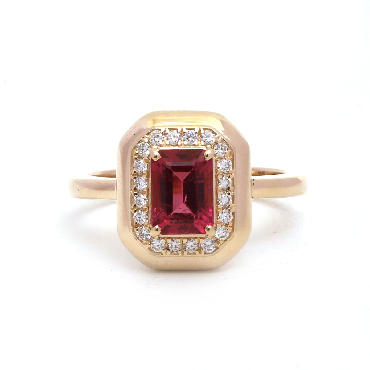 Rubellite Diamond Ring