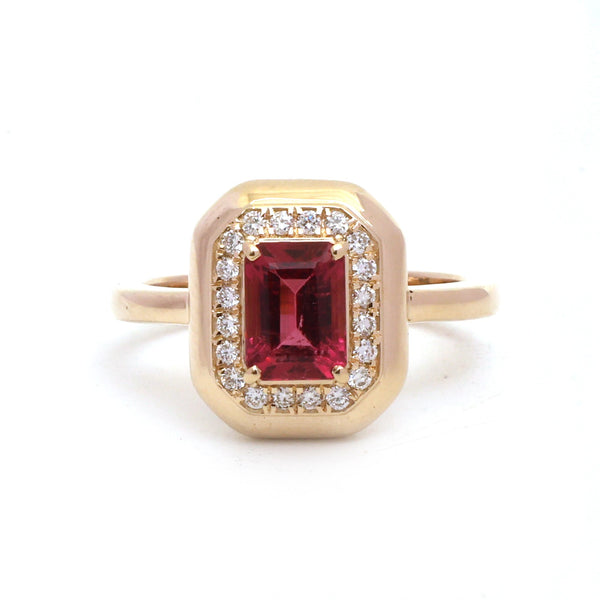 Rubellite Diamond Ring