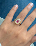 Rubellite Diamond Ring