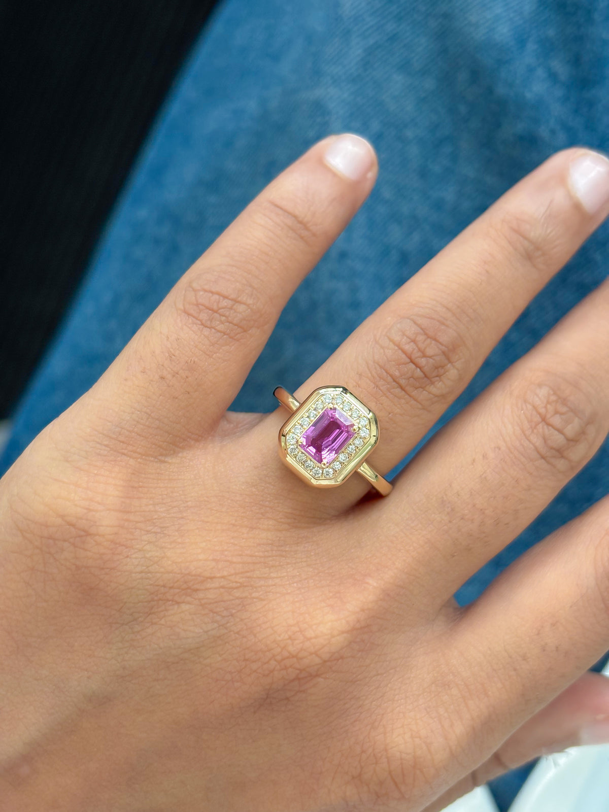 Pink Sapphire Diamond Ring