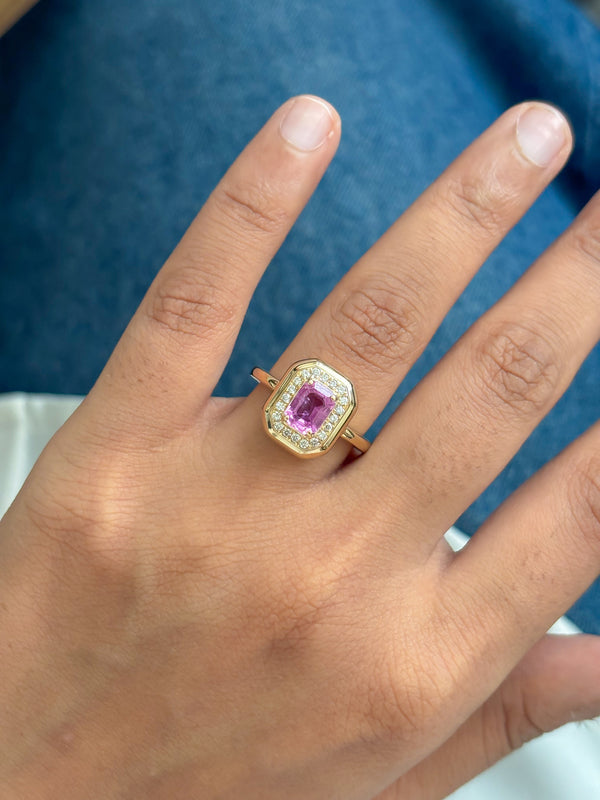 Pink Sapphire Diamond Ring