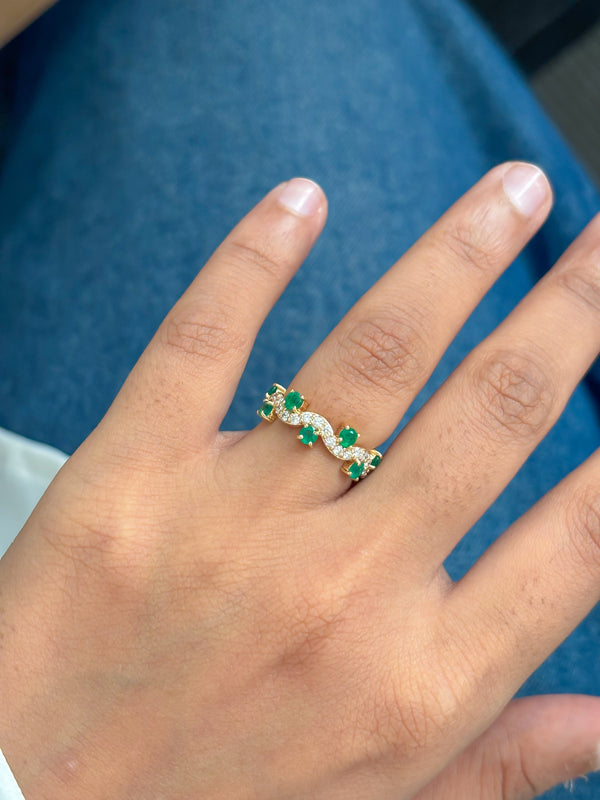 Emerald Diamond Pinky Ring