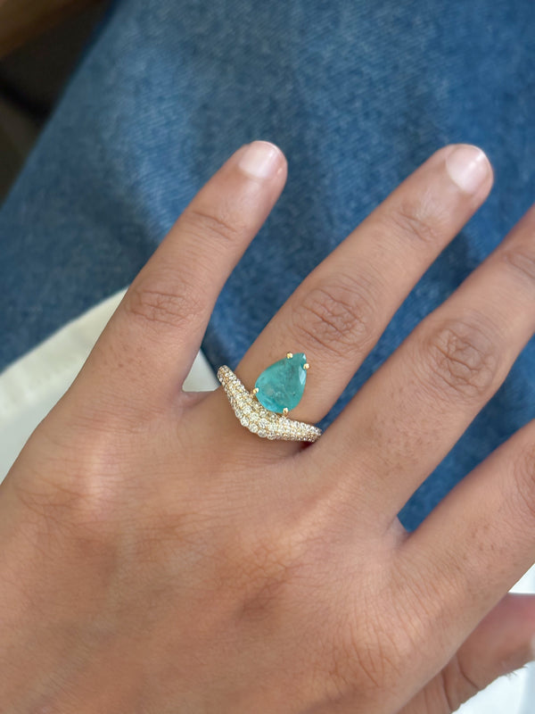 Paraiba Tourmaline Diamond Pinky Ring