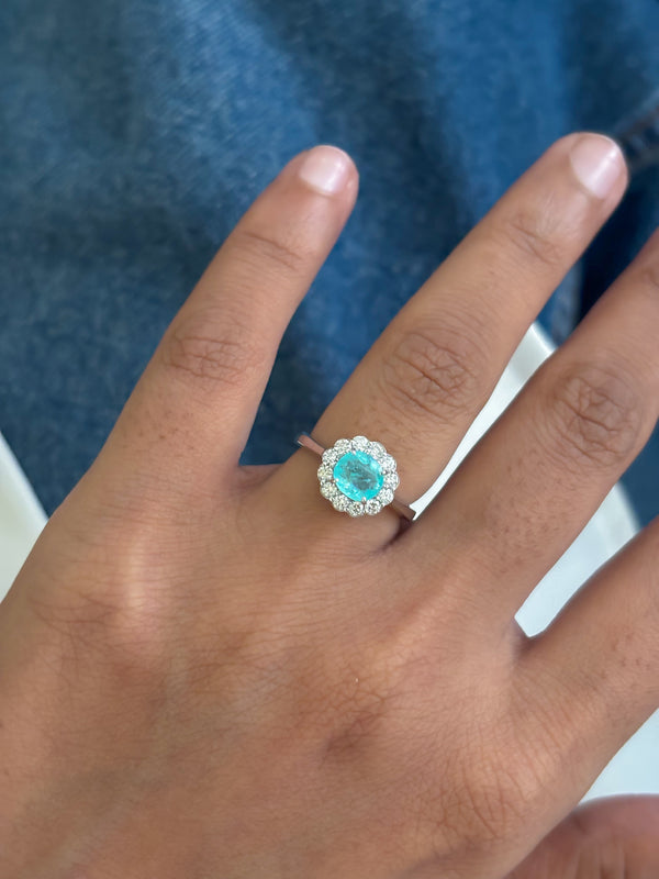 Paraiba Tourmaline Diamond Pinky Ring