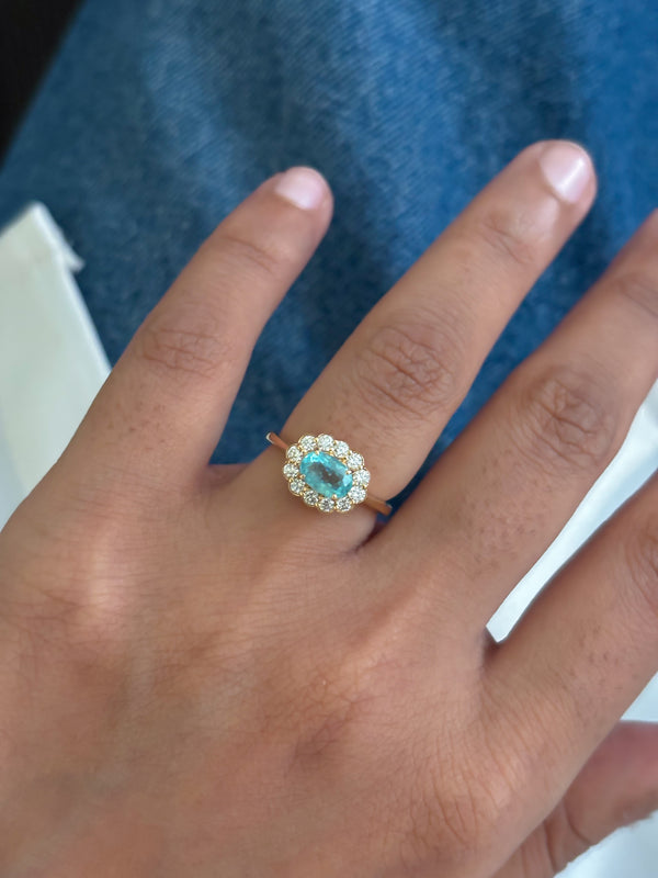 Paraiba Tourmaline Diamond Pinky Ring