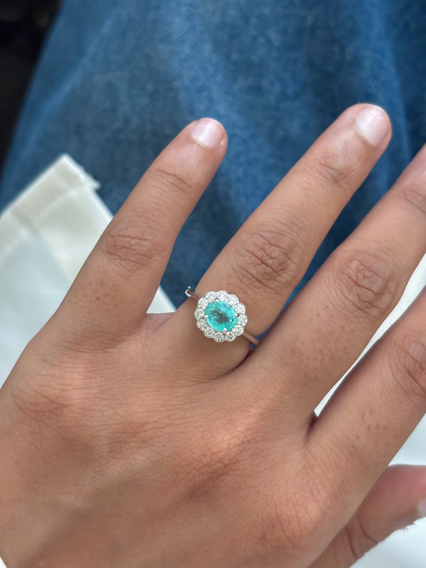 Paraiba Tourmaline Diamond Pinky Ring