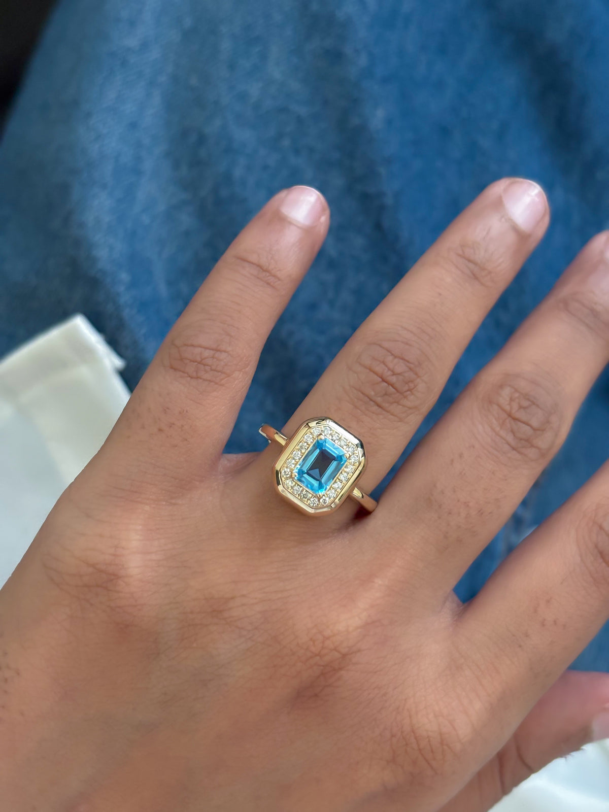 Blue Topaz Diamond Ring