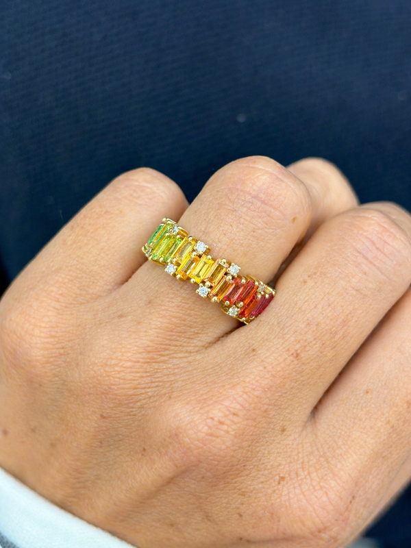 Rainbow Gemstone Diamond Ring