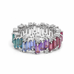 Rainbow Gemstone Diamond Ring