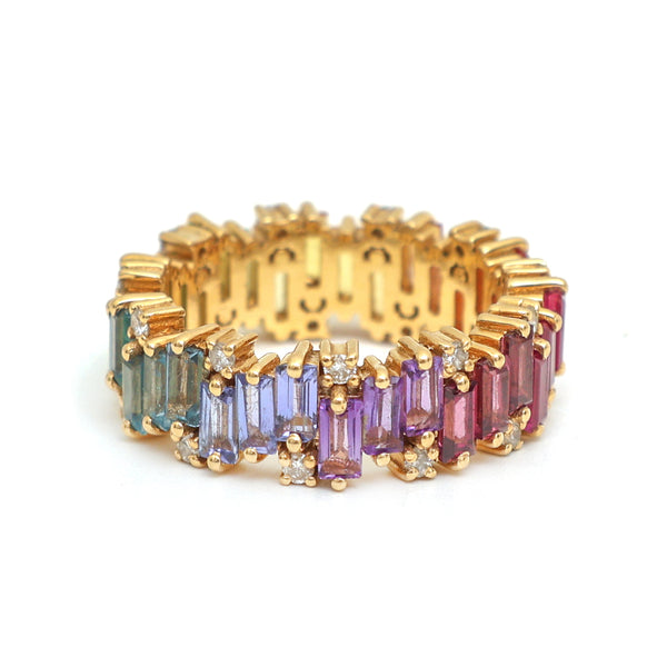 Rainbow Gemstone Diamond Ring