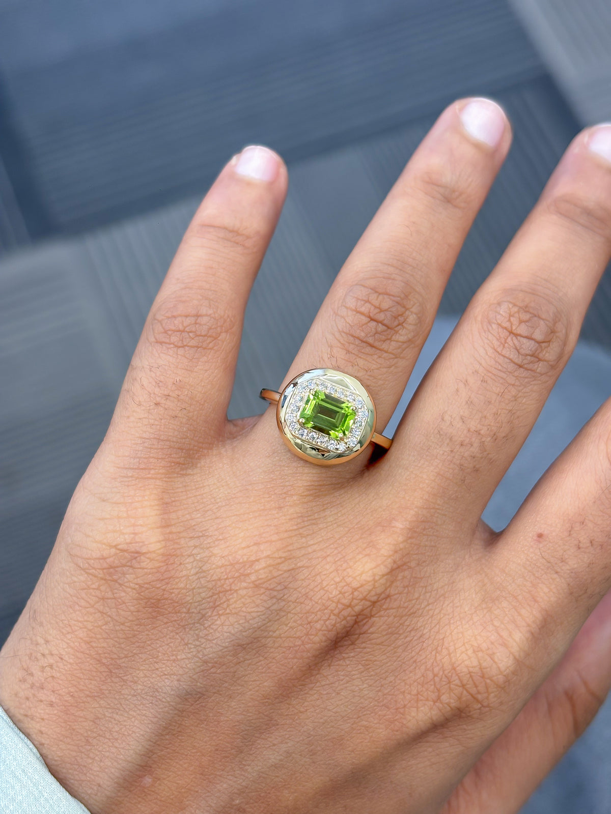 Peridot Diamond Ring
