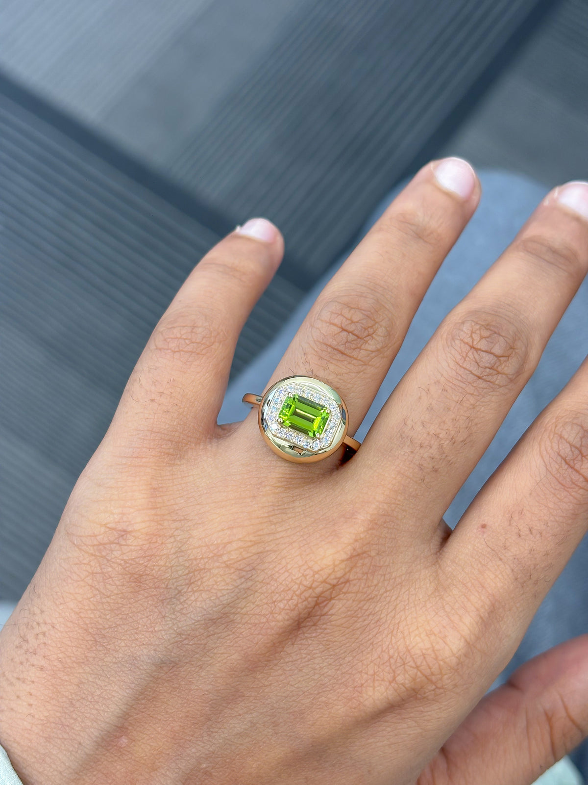 Peridot Diamond Ring