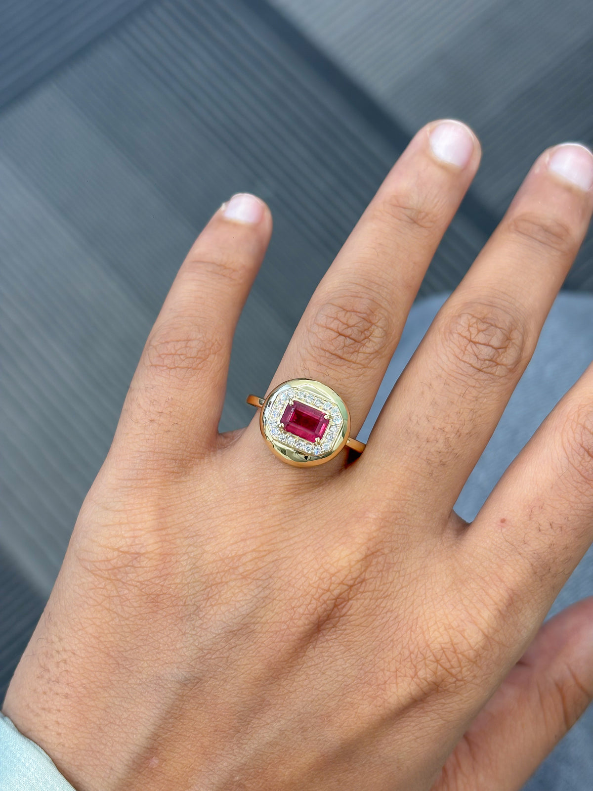 Rubellite Diamond Ring