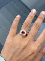 Rubellite Diamond Ring
