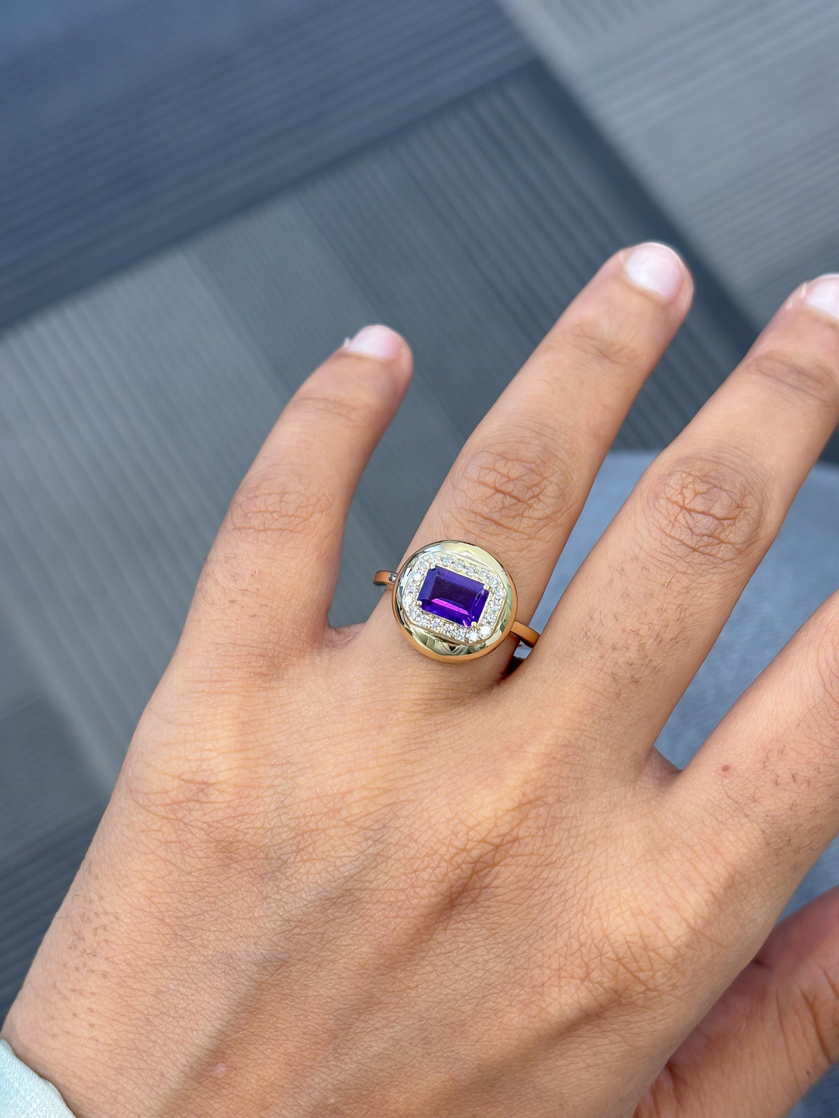 Amethyst Diamond Ring