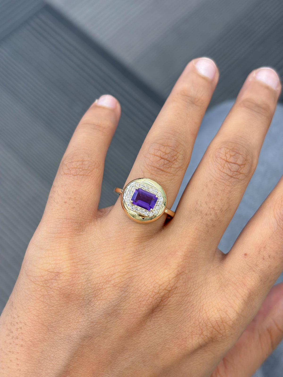 Amethyst Diamond Ring