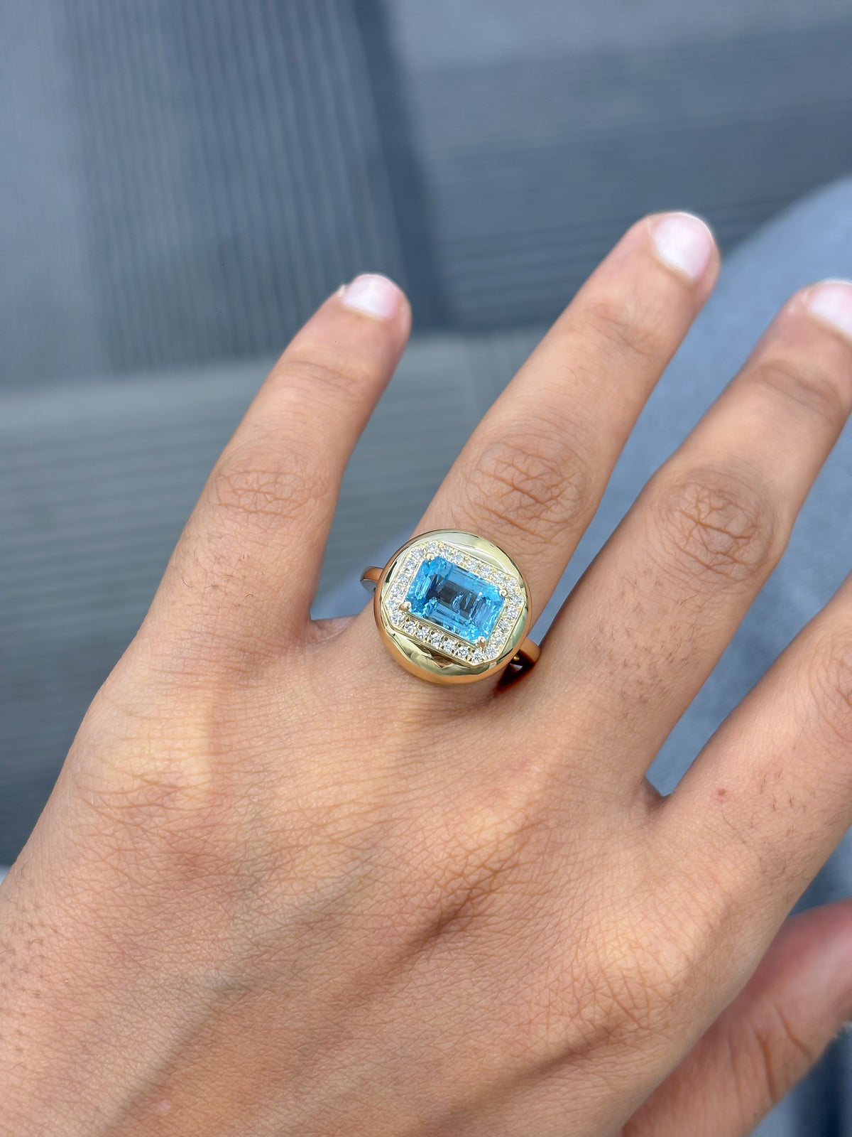 Aquamarine Diamond Ring