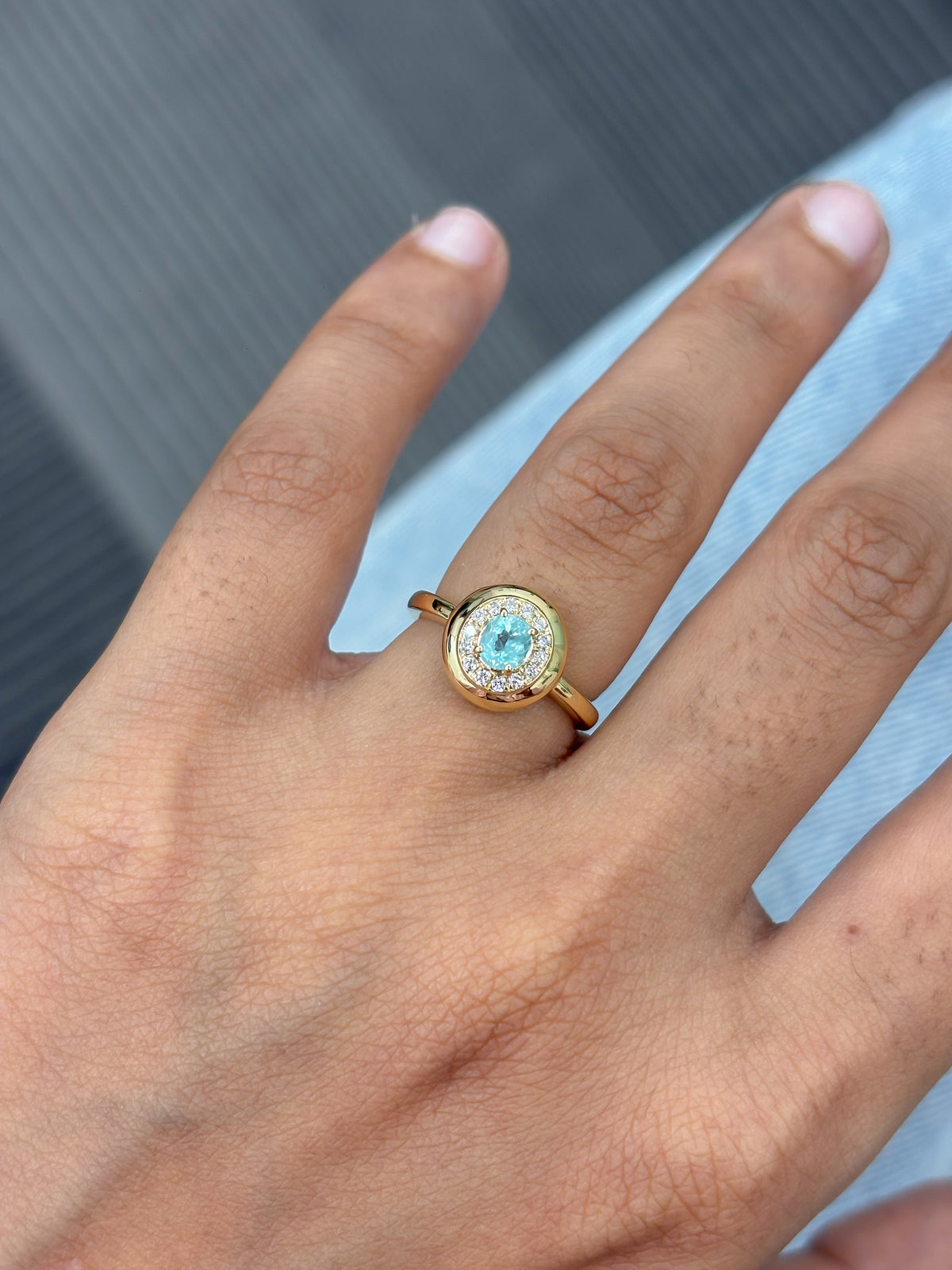 Paraiba Tourmaline Diamond Pinky Ring