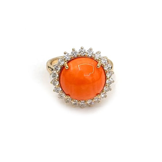 Coral Diamond Ring