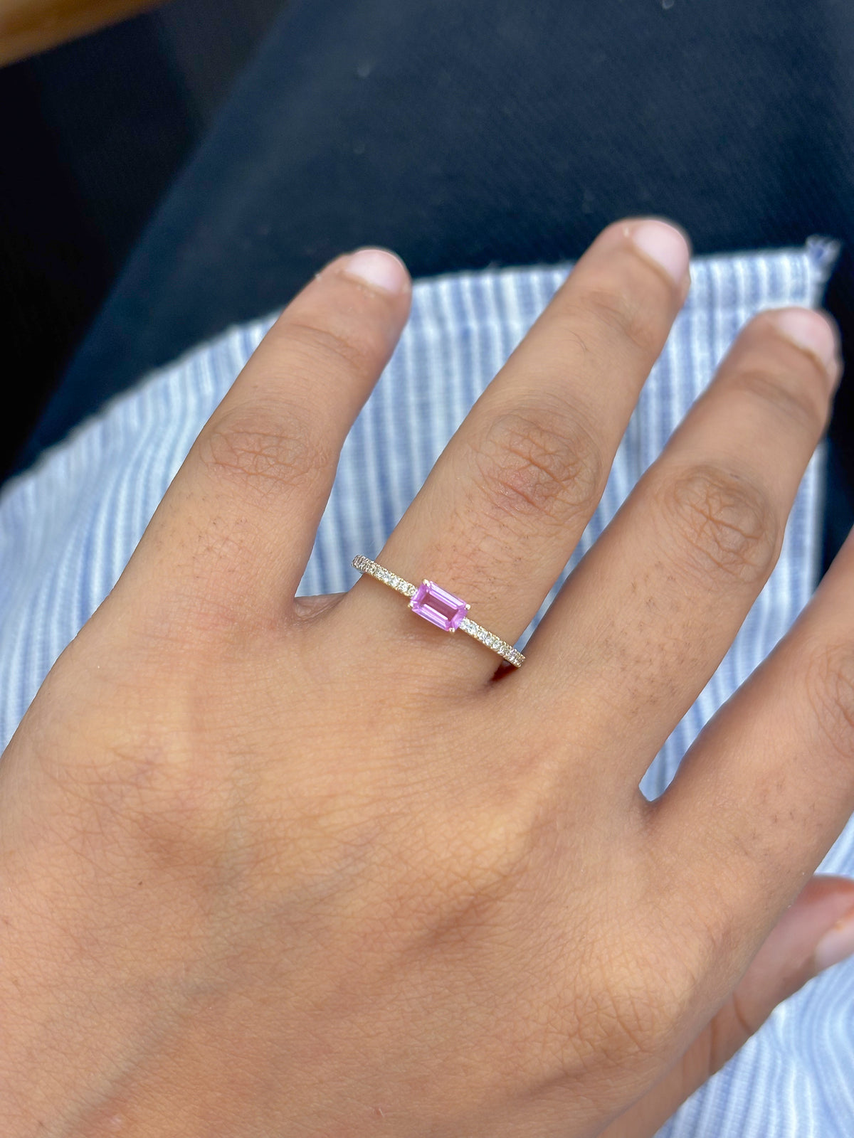 Pink Sapphire Diamond Ring