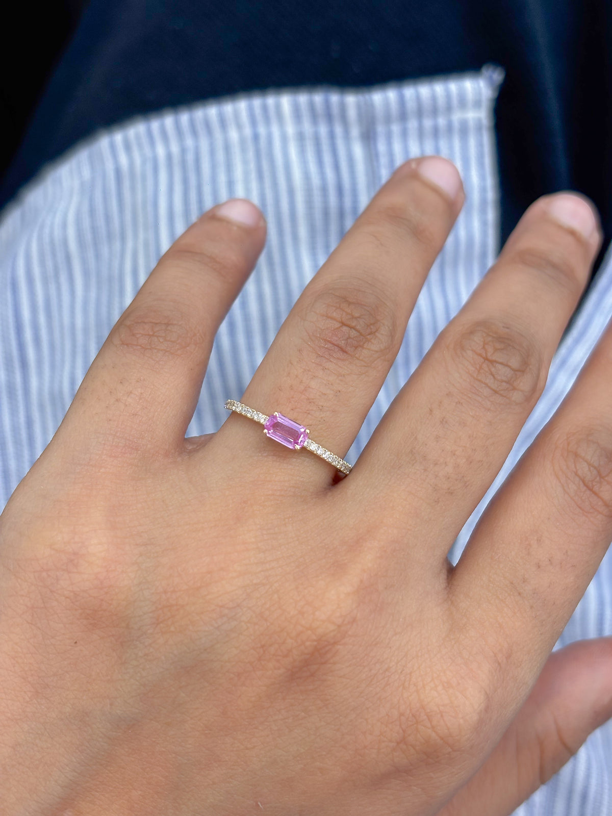 Pink Sapphire Diamond Ring