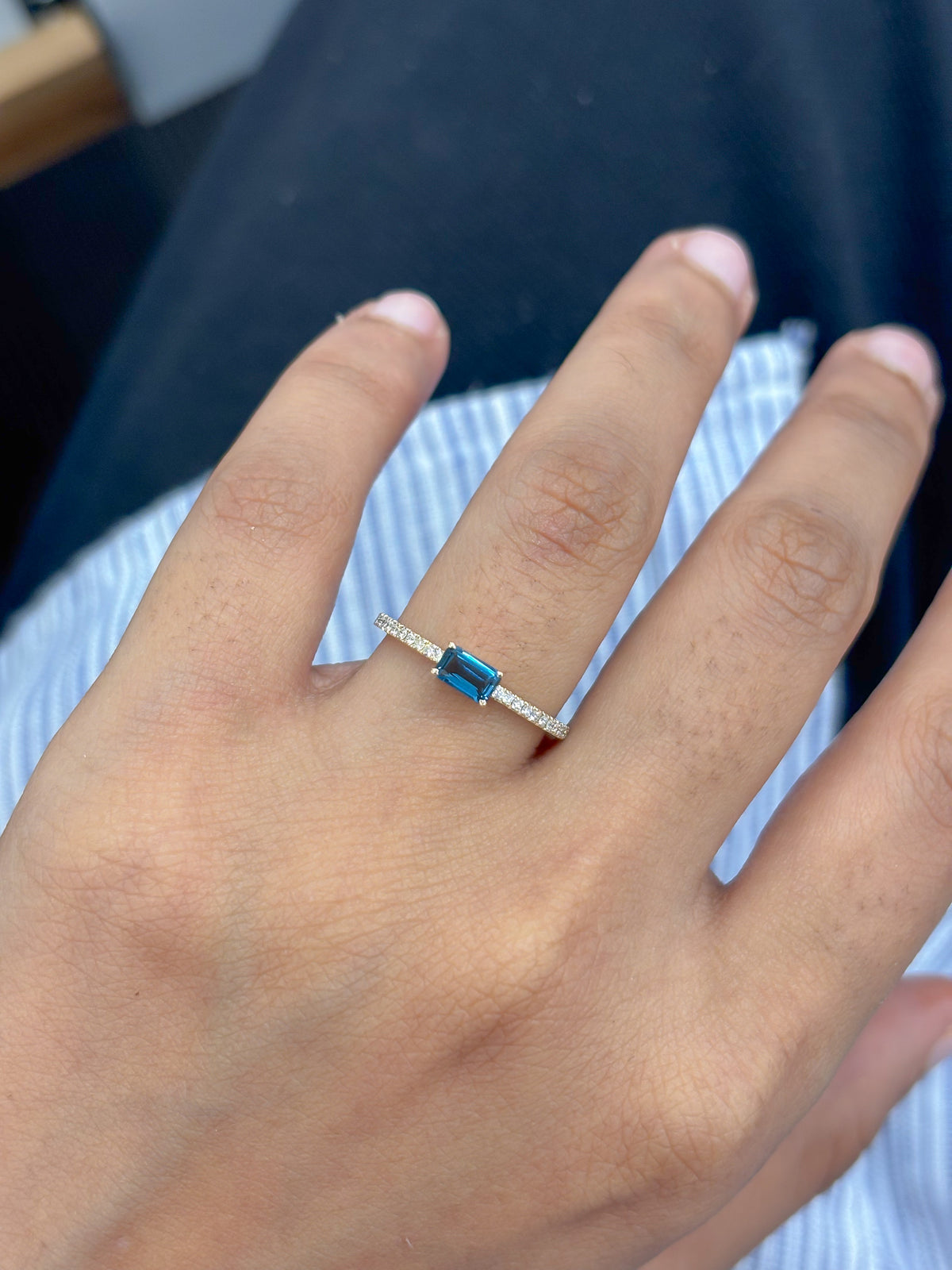 Blue Topaz Diamond Ring