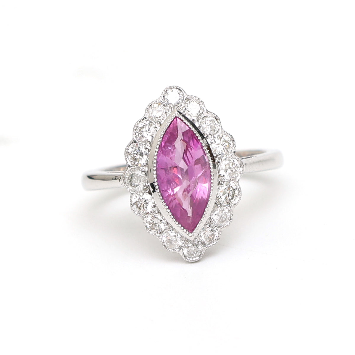 Pink Sapphire Diamond Ring