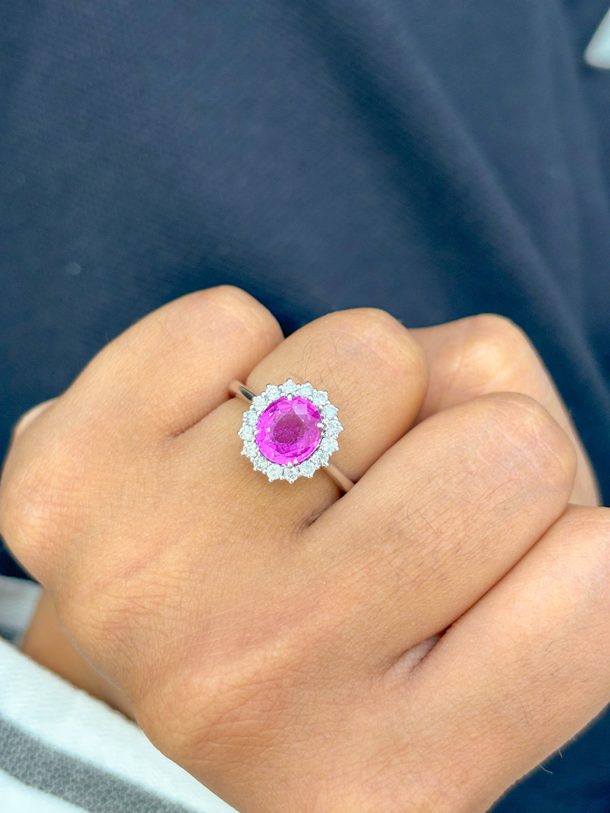 Pink Sapphire Diamond Ring