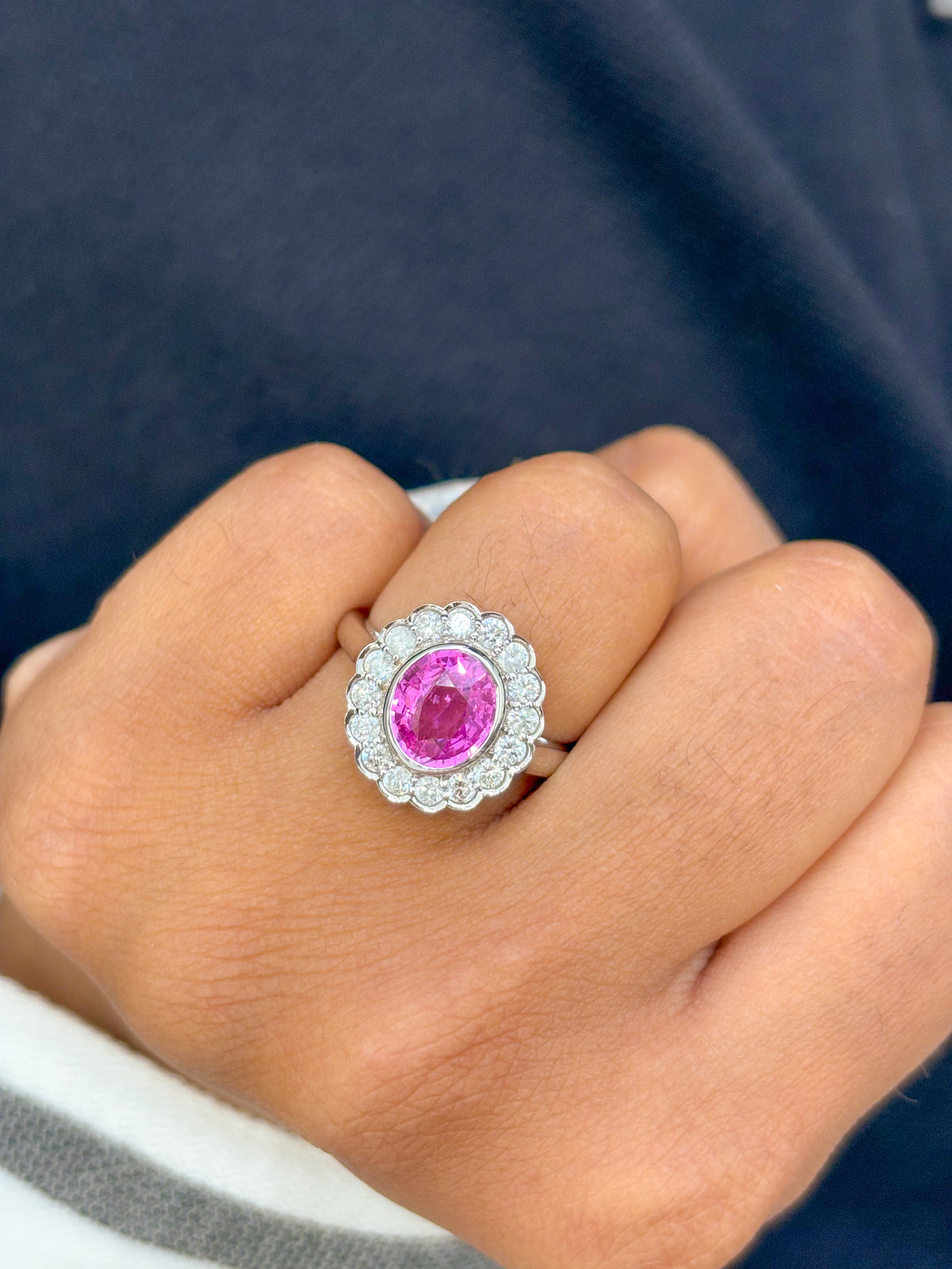 Pink Sapphire Diamond Ring