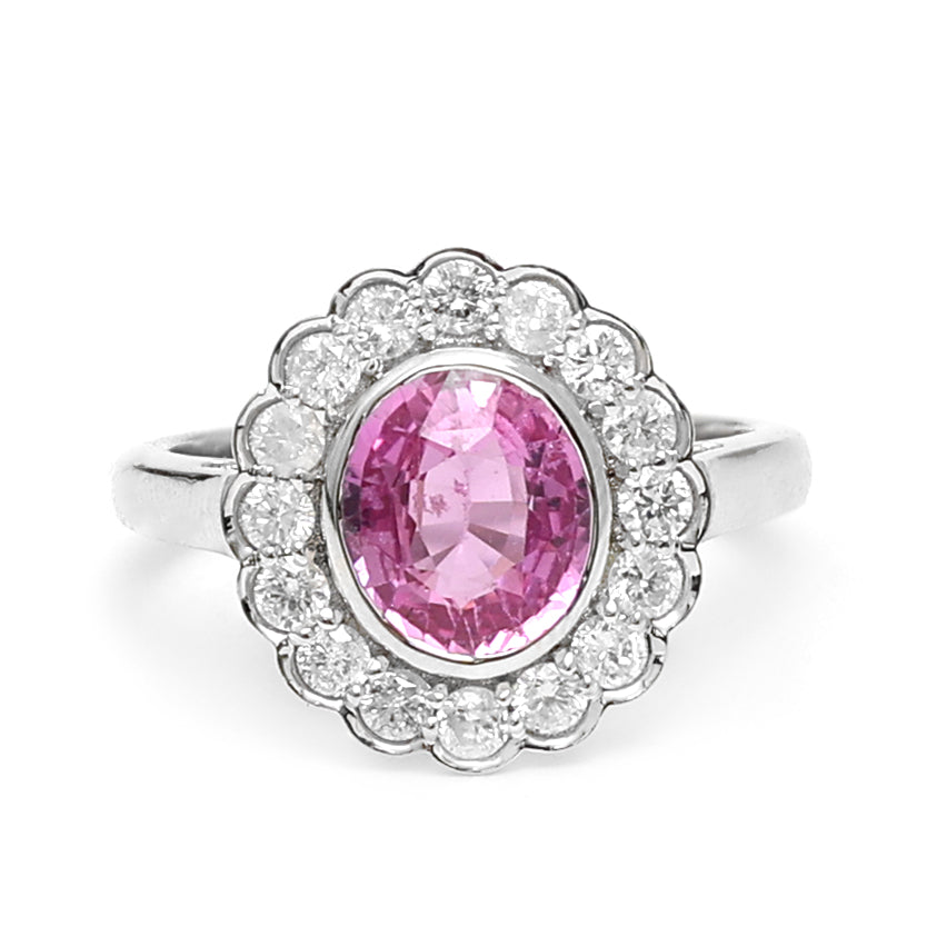 Pink Sapphire Diamond Ring