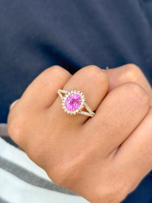 Pink Sapphire Diamond Ring