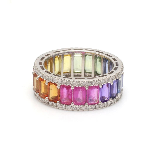 Rainbow Sapphire Diamond Ring