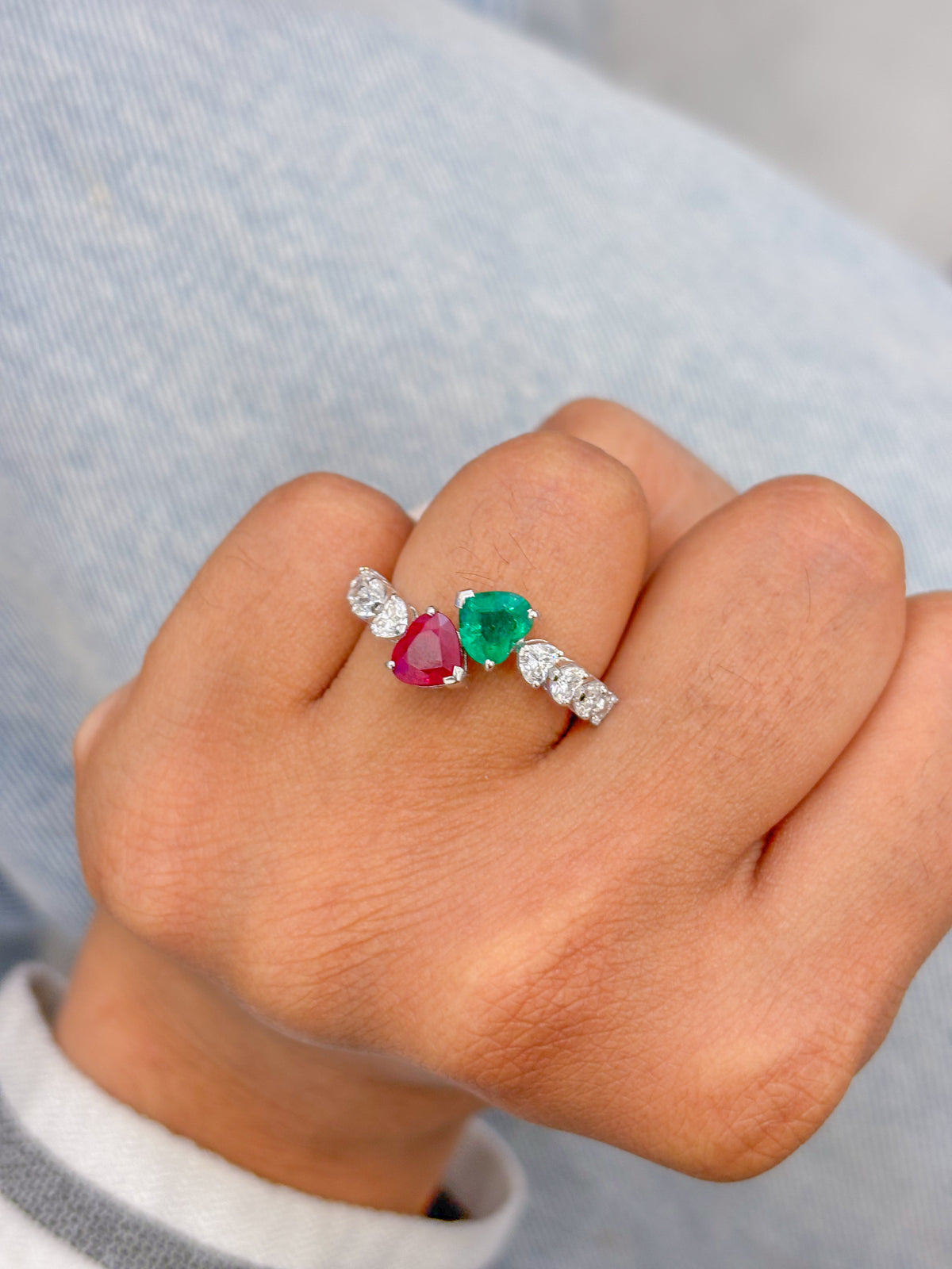 Ruby Diamond Emerald Ring