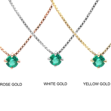 Emerald Mini Round Necklace Gold – Natural Round Emerald Pendant – Minimal Dainty Fine Jewelry