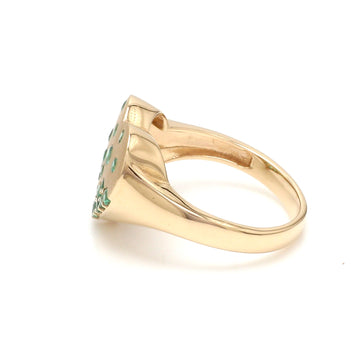 Emerald Heart Pave Ring