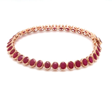 Ruby Oval Bezel Set Tennis Bracelet