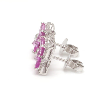 Pink Sapphire Diamond Pear Earring Studs